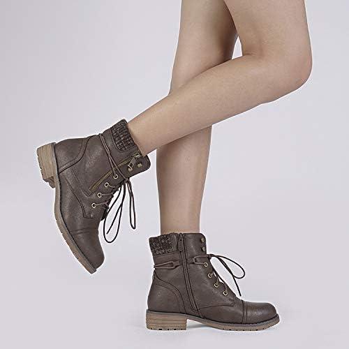 imageDREAM PAIRS Womens Lace Up Combat boots Ankle BootiesBrown