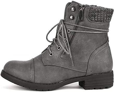 imageDREAM PAIRS Womens Lace Up Combat boots Ankle BootiesGrey