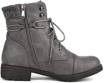 imageDREAM PAIRS Womens Lace Up Combat boots Ankle BootiesGrey
