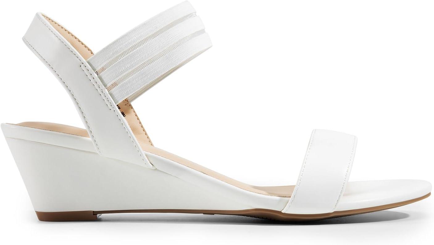 imageDREAM PAIRS Womens Low Heel Wedge Sandals Comfortable SlipOn Elastic Ankle Strap Summer Business Casual Dress ShoesWhitepu