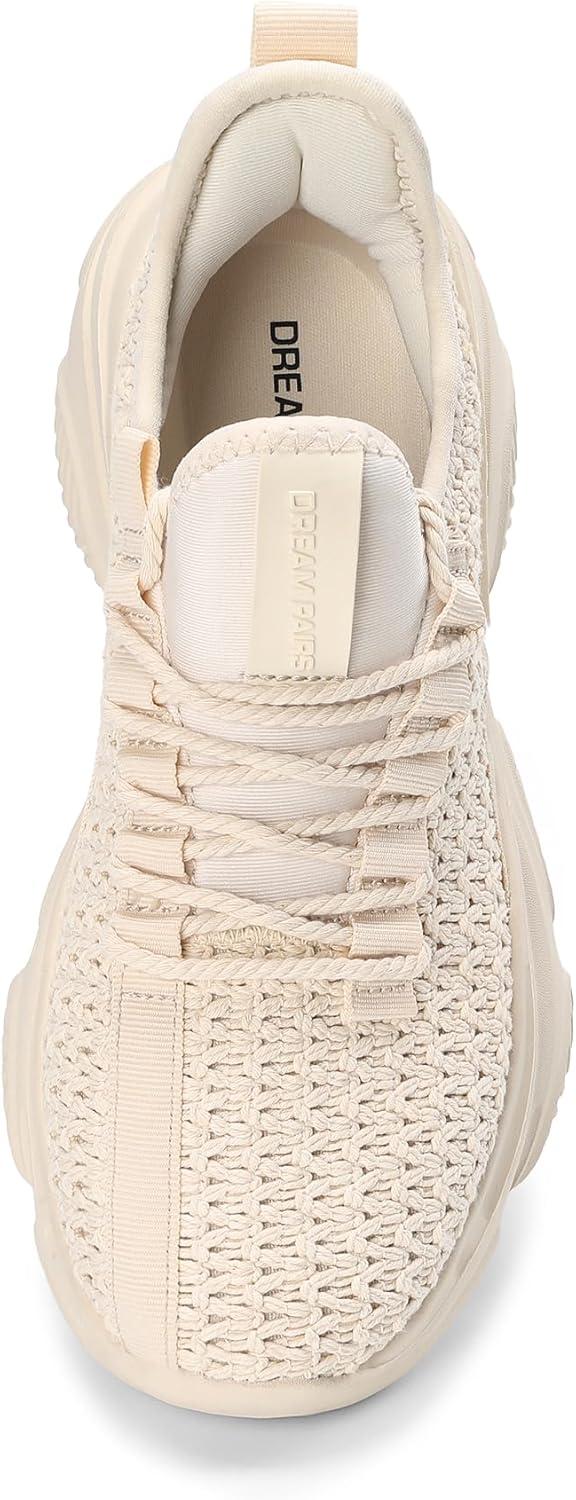 imageDREAM PAIRS Womens Platform Chunky Fashion Sneakers Slip on Walking Stylish Lightweight Classic Casual SneakerBeige