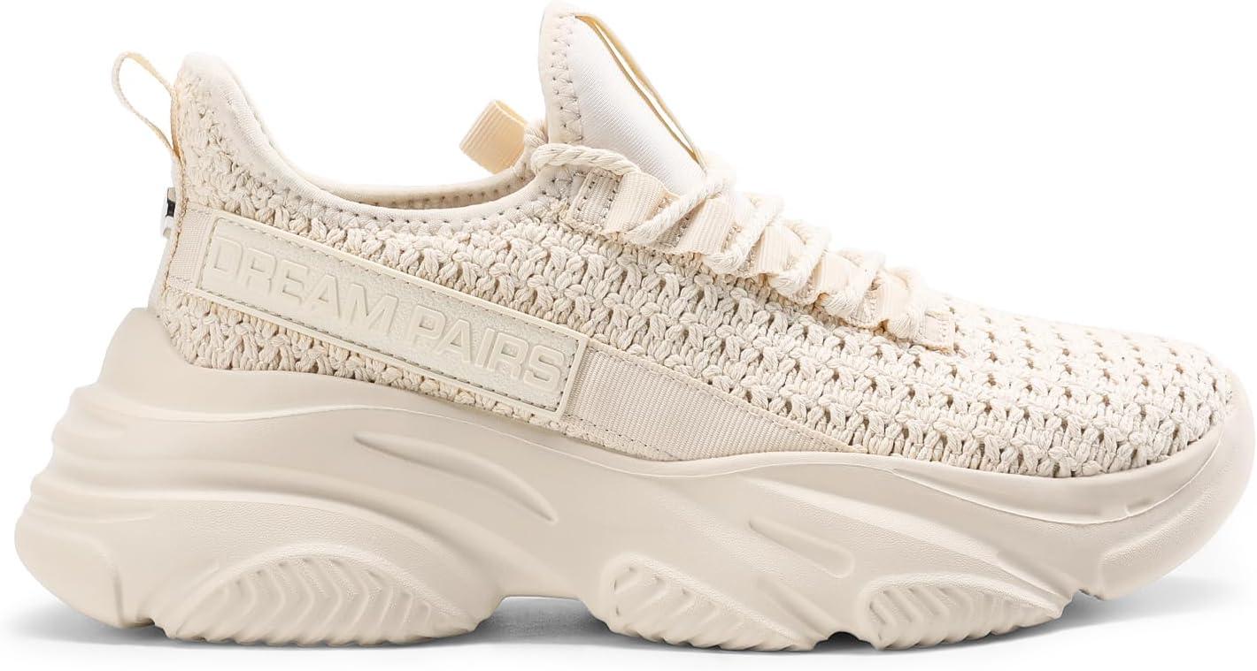 imageDREAM PAIRS Womens Platform Chunky Fashion Sneakers Slip on Walking Stylish Lightweight Classic Casual SneakerBeige