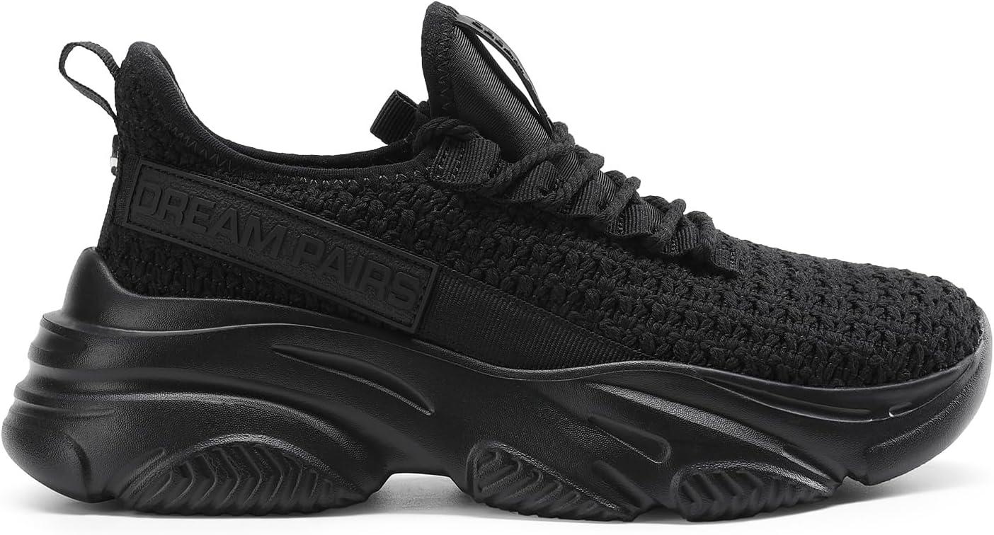 imageDREAM PAIRS Womens Platform Chunky Fashion Sneakers Slip on Walking Stylish Lightweight Classic Casual SneakerBlack