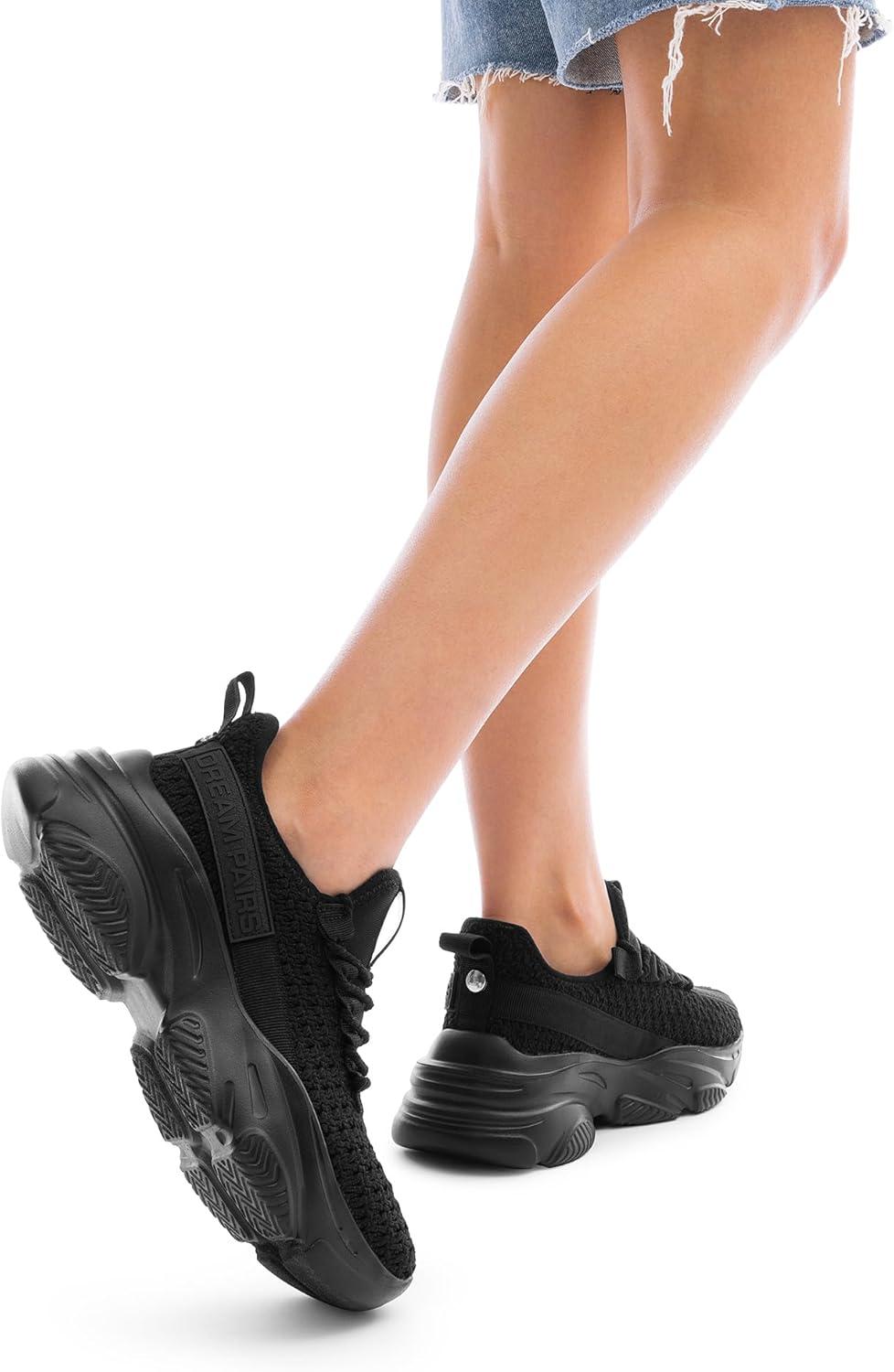 imageDREAM PAIRS Womens Platform Chunky Fashion Sneakers Slip on Walking Stylish Lightweight Classic Casual SneakerBlack