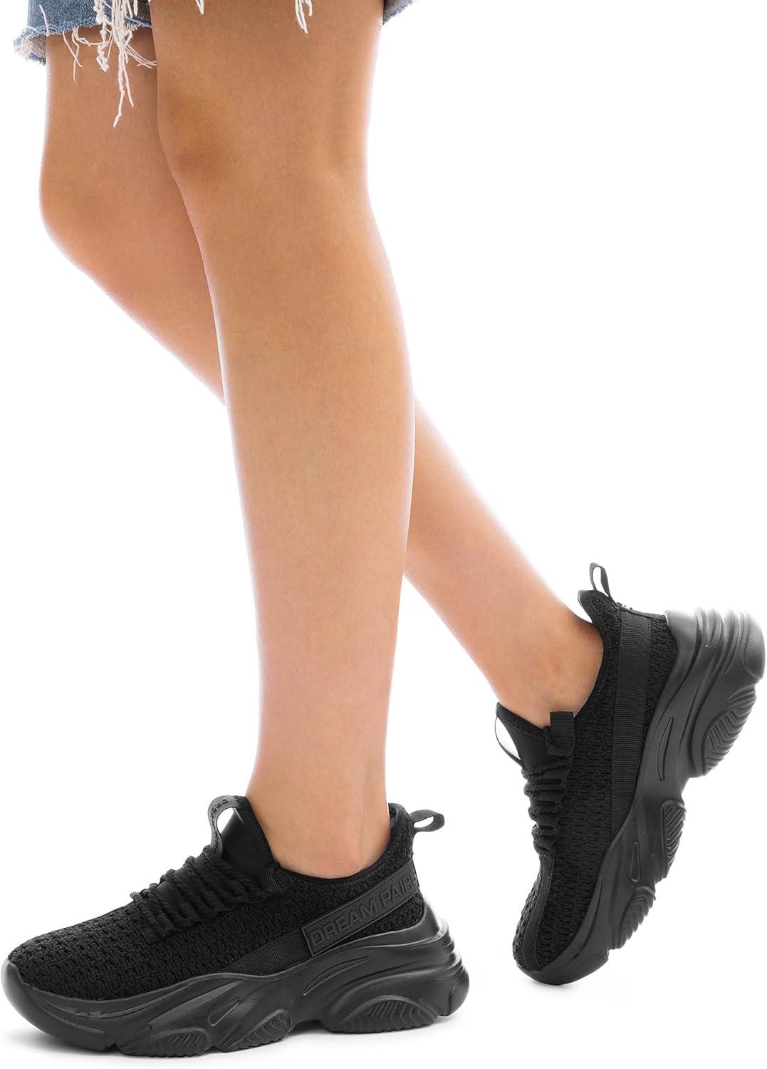 imageDREAM PAIRS Womens Platform Chunky Fashion Sneakers Slip on Walking Stylish Lightweight Classic Casual SneakerBlack