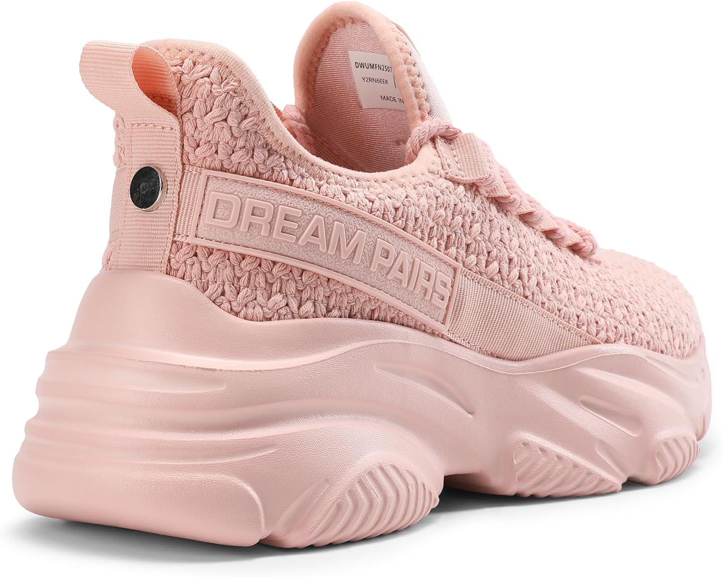 imageDREAM PAIRS Womens Platform Chunky Fashion Sneakers Slip on Walking Stylish Lightweight Classic Casual SneakerPink