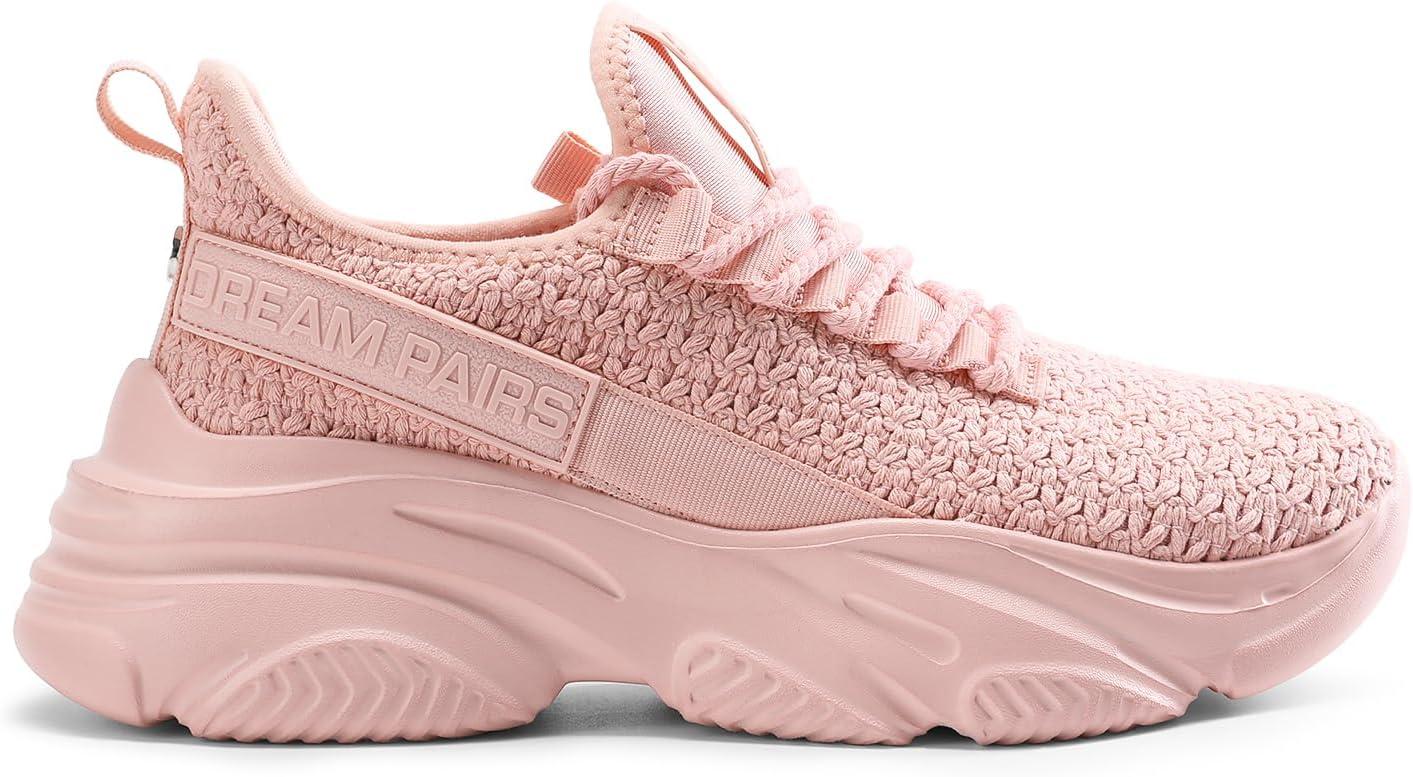 imageDREAM PAIRS Womens Platform Chunky Fashion Sneakers Slip on Walking Stylish Lightweight Classic Casual SneakerPink
