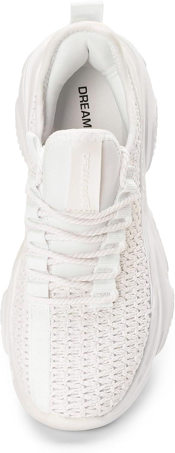 imageDREAM PAIRS Womens Platform Chunky Fashion Sneakers Slip on Walking Stylish Lightweight Classic Casual SneakerWhite