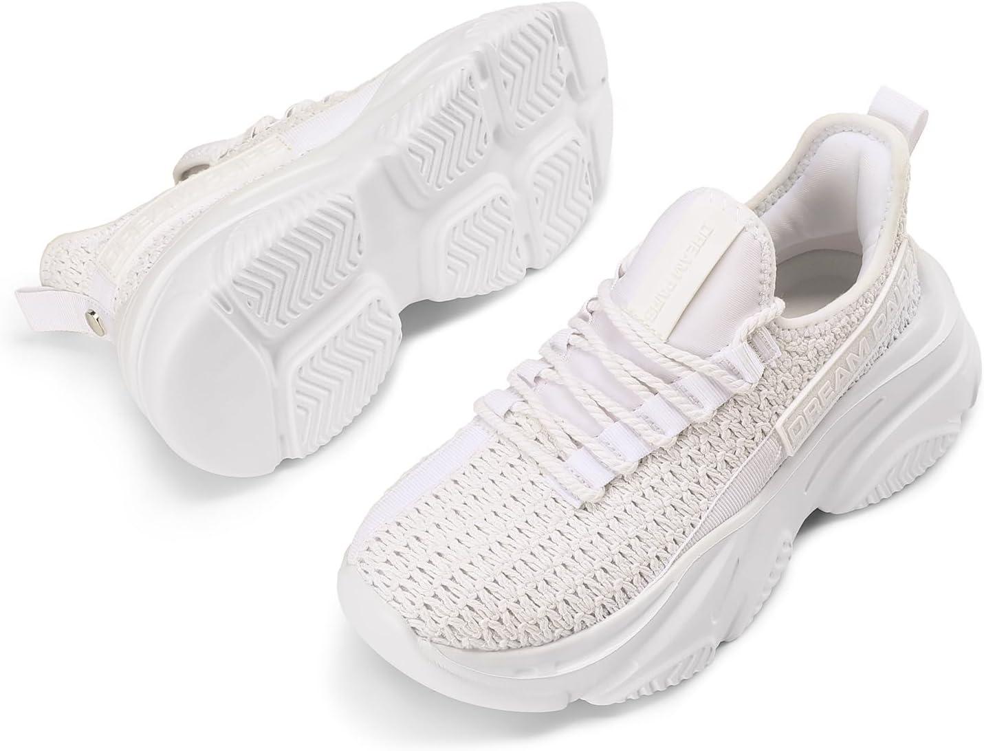 imageDREAM PAIRS Womens Platform Chunky Fashion Sneakers Slip on Walking Stylish Lightweight Classic Casual SneakerWhite