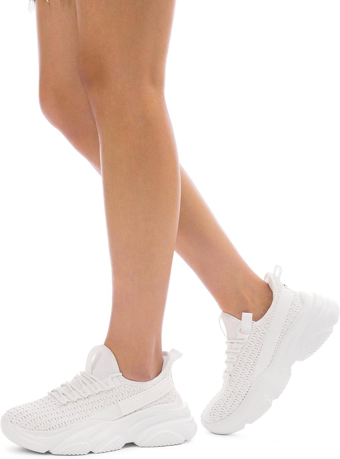 imageDREAM PAIRS Womens Platform Chunky Fashion Sneakers Slip on Walking Stylish Lightweight Classic Casual SneakerWhite