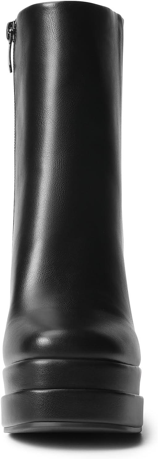 imageDREAM PAIRS Womens Platform Gogo Ankle Boots High Chunky Heels Square Toe Comfort Party Dress Booties Shoes for WomenBlack