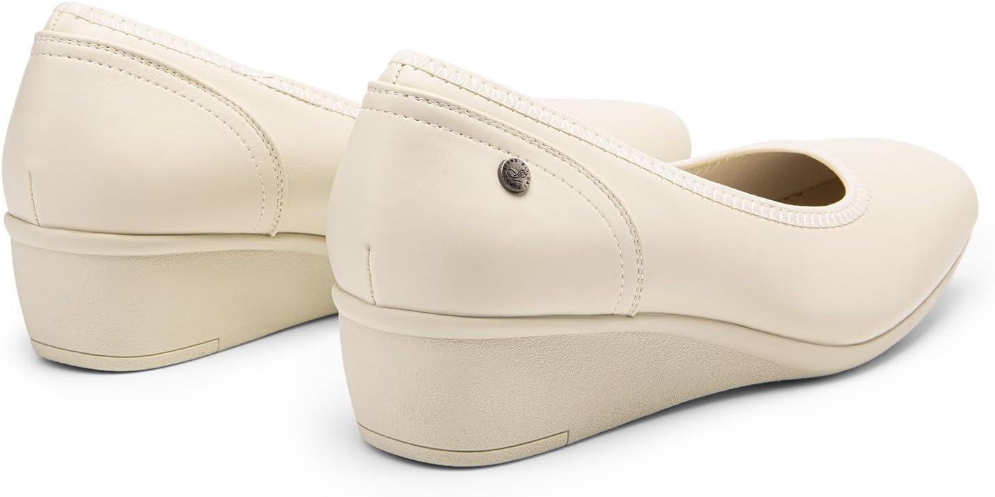 imageDREAM PAIRS Womens Wedge Shoes Closed Toe Low Heel Pumps Comfotable Dress ShoesBeigepu
