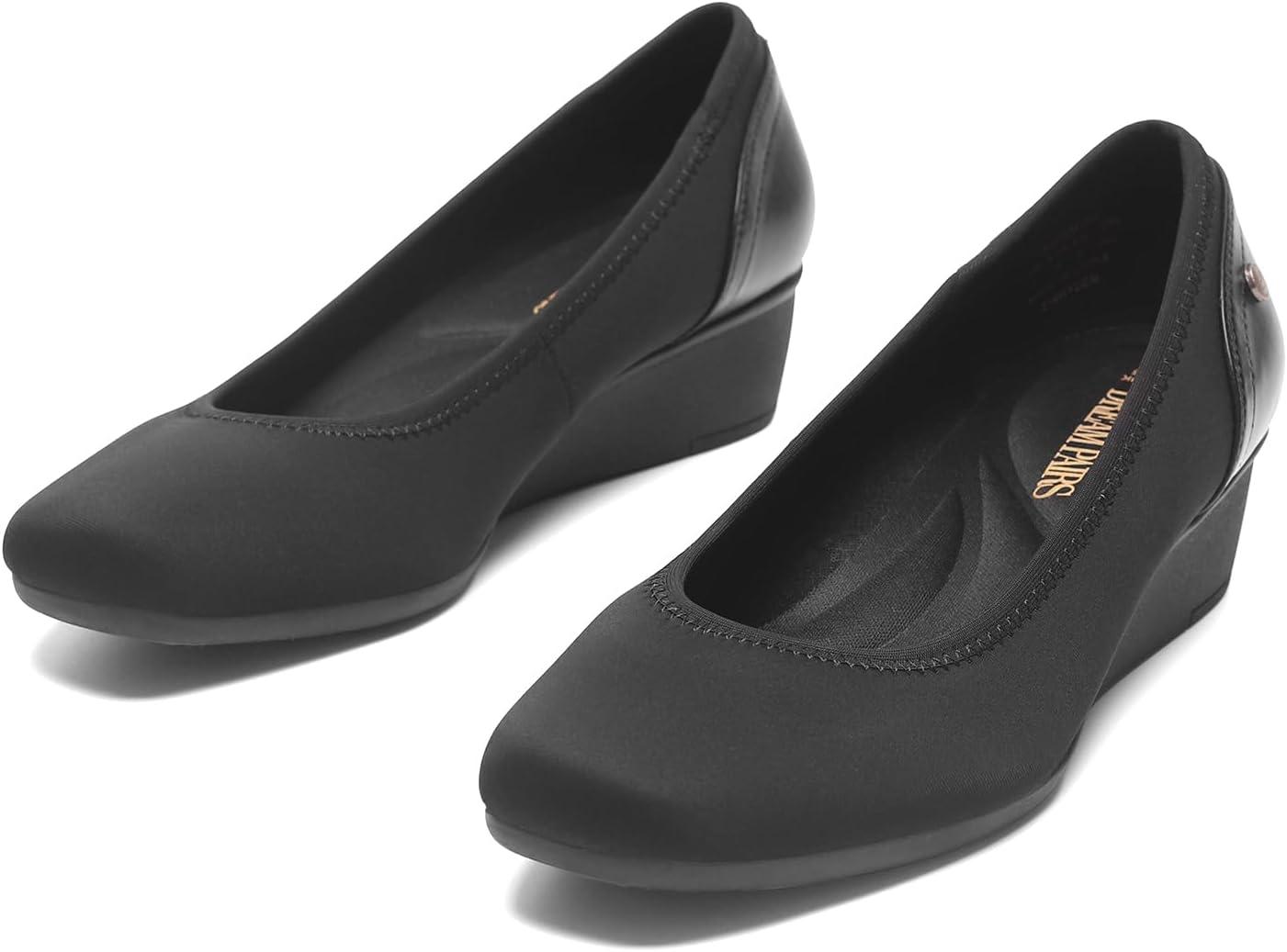 imageDREAM PAIRS Womens Wedge Shoes Closed Toe Low Heel Pumps Comfotable Dress ShoesBlacklycra