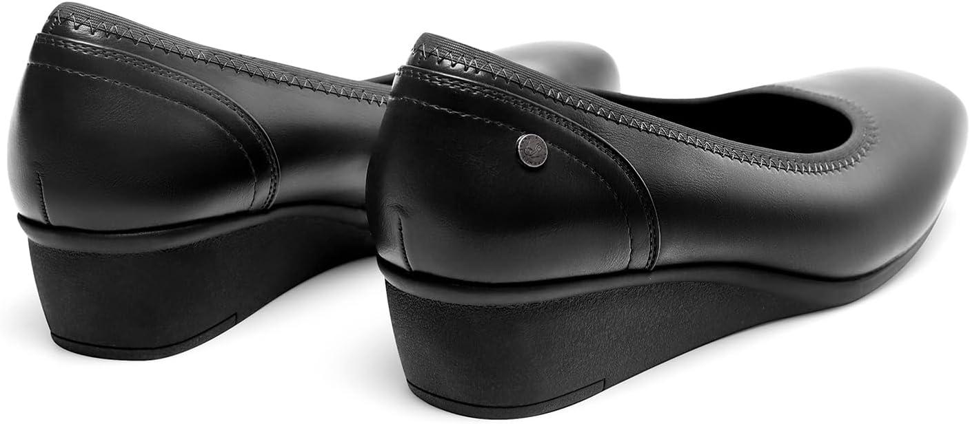imageDREAM PAIRS Womens Wedge Shoes Closed Toe Low Heel Pumps Comfotable Dress ShoesBlackpu