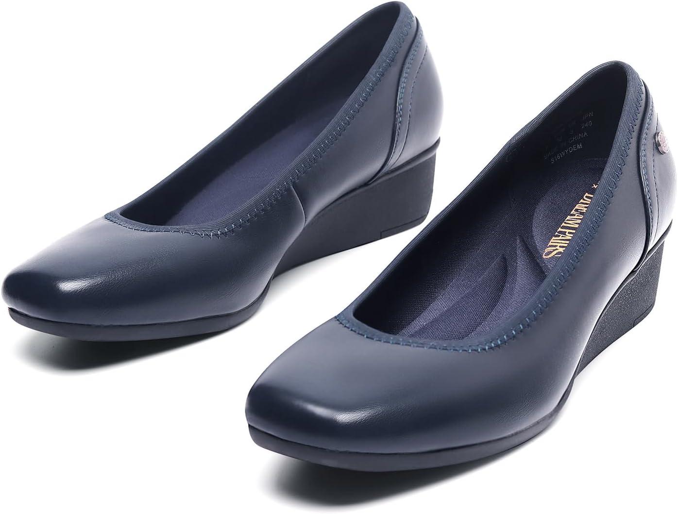 imageDREAM PAIRS Womens Wedge Shoes Closed Toe Low Heel Pumps Comfotable Dress ShoesNavypu