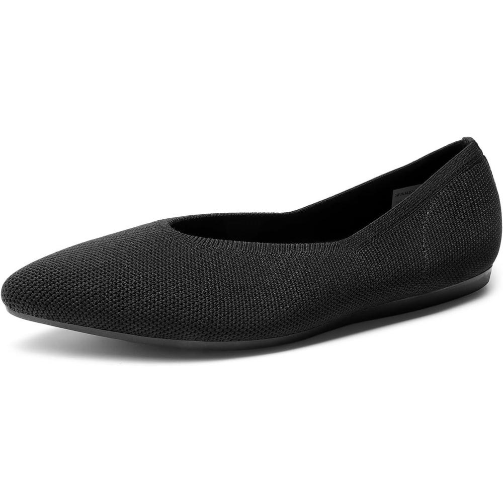 imageDREAM PAIRS Pointed Toe Flats for Women Comfortable Dressy Knit Ballet Flats with Arch Support Womens Dress Shoes for Work Office Business Casual TravelBlack