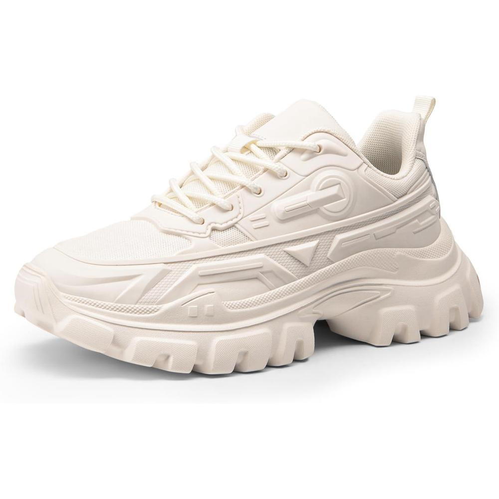 imageDREAM PAIRS Women Chunky Fashion Sneakers Platform Bold LaceUp Comfortable SneakersIvorybold