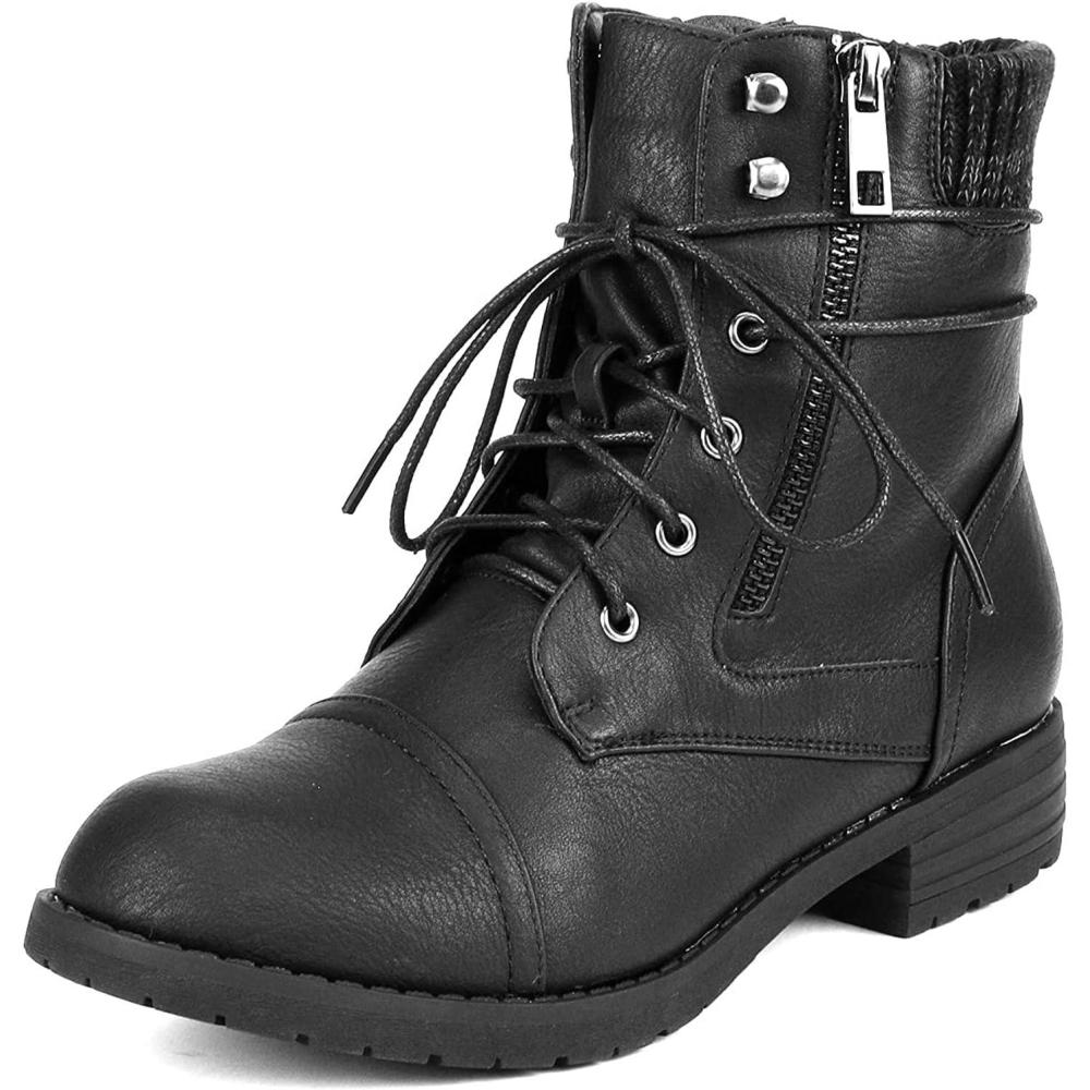 imageDREAM PAIRS Womens Lace Up Combat boots Ankle BootiesBlack