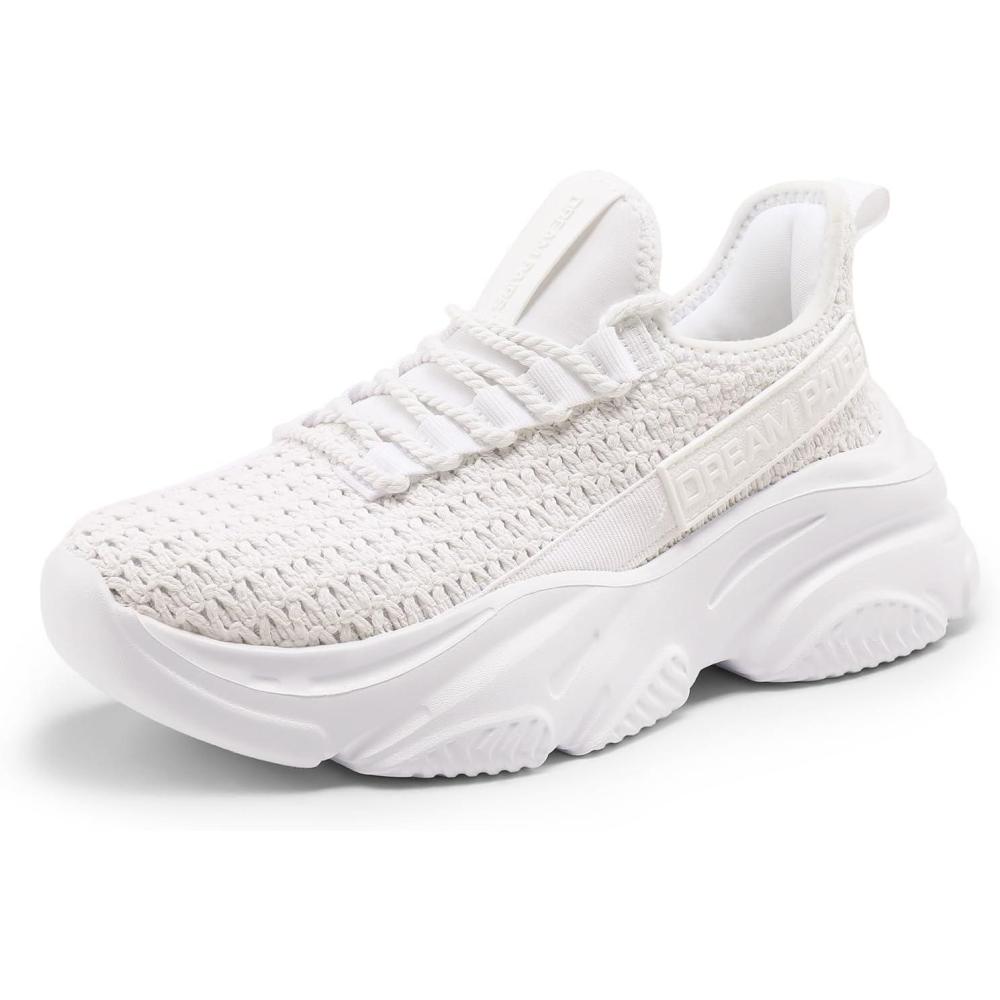 imageDREAM PAIRS Womens Platform Chunky Fashion Sneakers Slip on Walking Stylish Lightweight Classic Casual SneakerWhite