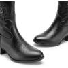 DREAM PAIRS Cowboy Boots for Women, Mid Calf Cowgirl Boots with Embroidery Round Toe Western Chunky Low Heel Shoes(All Black)