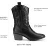 DREAM PAIRS Cowboy Boots for Women, Mid Calf Cowgirl Boots with Embroidery Round Toe Western Chunky Low Heel Shoes(All Black)