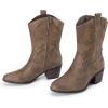 DREAM PAIRS Cowboy Boots for Women, Mid Calf Cowgirl Boots with Embroidery Round Toe Western Chunky Low Heel Shoes(Camel)