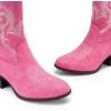 DREAM PAIRS Cowboy Boots for Women, Mid Calf Cowgirl Boots with Embroidery Round Toe Western Chunky Low Heel Shoes(Pink)