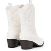 DREAM PAIRS Cowboy Boots for Women, Mid Calf Cowgirl Boots with Embroidery Round Toe Western Chunky Low Heel Shoes(White)
