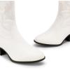DREAM PAIRS Cowboy Boots for Women, Mid Calf Cowgirl Boots with Embroidery Round Toe Western Chunky Low Heel Shoes(White)