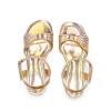 DREAM PAIRS Girls Sandals Ankle Strap Square Toe Low Heel Crystal Shell Wedding Party Flower Dress Shoes for Little Kids/Big Kids(Gold)