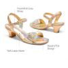 DREAM PAIRS Girls Sandals Ankle Strap Square Toe Low Heel Crystal Shell Wedding Party Flower Dress Shoes for Little Kids/Big Kids(Gold)