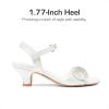 DREAM PAIRS Girls Sandals Ankle Strap Square Toe Low Heel Crystal Shell Wedding Party Flower Dress Shoes for Little Kids/Big Kids(Ivory)