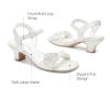 DREAM PAIRS Girls Sandals Ankle Strap Square Toe Low Heel Crystal Shell Wedding Party Flower Dress Shoes for Little Kids/Big Kids(Ivory)