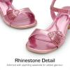 DREAM PAIRS Girls Sandals Ankle Strap Square Toe Low Heel Crystal Shell Wedding Party Flower Dress Shoes for Little Kids/Big Kids(Pink)