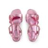 DREAM PAIRS Girls Sandals Ankle Strap Square Toe Low Heel Crystal Shell Wedding Party Flower Dress Shoes for Little Kids/Big Kids(Pink)