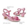 DREAM PAIRS Girls Sandals Ankle Strap Square Toe Low Heel Crystal Shell Wedding Party Flower Dress Shoes for Little Kids/Big Kids(Pink)