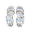 DREAM PAIRS Girls Sandals Ankle Strap Square Toe Low Heel Crystal Shell Wedding Party Flower Dress Shoes for Little Kids/Big Kids(Rainbow/Silver)