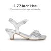 DREAM PAIRS Girls Sandals Ankle Strap Square Toe Low Heel Crystal Shell Wedding Party Flower Dress Shoes for Little Kids/Big Kids(Silver)