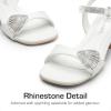DREAM PAIRS Girls Sandals Ankle Strap Square Toe Low Heel Crystal Shell Wedding Party Flower Dress Shoes for Little Kids/Big Kids(White)