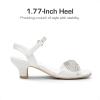 DREAM PAIRS Girls Sandals Ankle Strap Square Toe Low Heel Crystal Shell Wedding Party Flower Dress Shoes for Little Kids/Big Kids(White)
