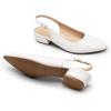 DREAM PAIRS Kitten Slingback Low Block Heels for Women Pointed Closed Toe Business Dress Shoes Wedding Party Comfortable Pumps Shoes(White)