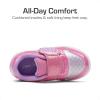 DREAM PAIRS Toddler Girls Sneakers Sparkly Shiny Lightweight Comfortable Hook and Loop Casual Walking Little Kids Shoes(Purple/Hot Pink)