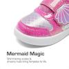 DREAM PAIRS Toddler Girls Sneakers Sparkly Shiny Lightweight Comfortable Hook and Loop Casual Walking Little Kids Shoes(Purple/Hot Pink)