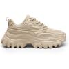 DREAM PAIRS Women Chunky Fashion Sneakers Platform Bold Lace-Up Comfortable Sneakers.(Apricot-bold)