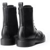 DREAM PAIRS Women Combat Boots Lace-up Low Heel Ankle Booties(Black-pu)