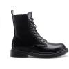 DREAM PAIRS Women Combat Boots Lace-up Low Heel Ankle Booties(Black-pu)
