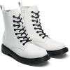 DREAM PAIRS Women Combat Boots Lace-up Low Heel Ankle Booties(White)