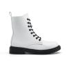 DREAM PAIRS Women Combat Boots Lace-up Low Heel Ankle Booties(White)