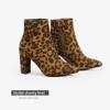 DREAM PAIRS Women’s Chunky Heel Ankle Booties Pointed Toe Short Boots(Leopard)