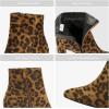 DREAM PAIRS Women’s Chunky Heel Ankle Booties Pointed Toe Short Boots(Leopard)
